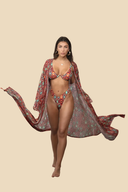 QUEEN ZIA – Ensemble 3 pièces avec kimono extra long